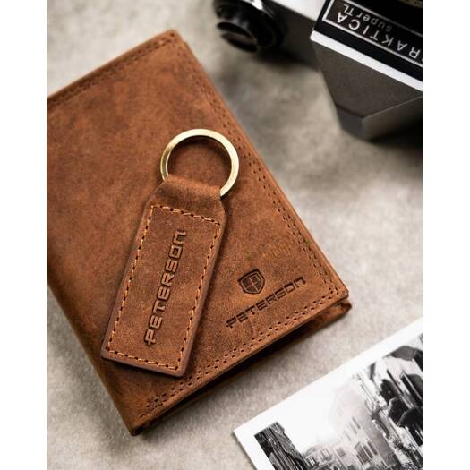 Leather wallet & key ring set PETERSON PTN SET-M-1542