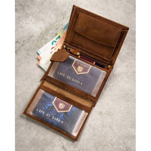 Leather wallet & key ring set PETERSON PTN SET-M-1542