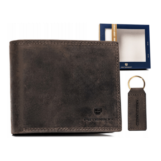 Leather wallet & key ring set PETERSON PTN SET-M-1549-CHM B