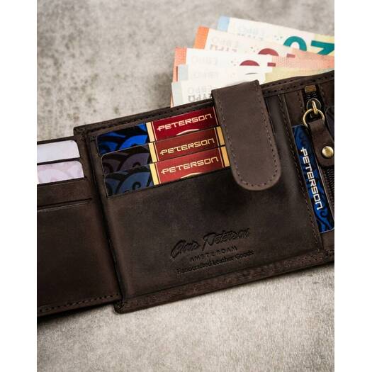 Leather wallet & key ring set PETERSON PTN SET-M-1549L-CHMB