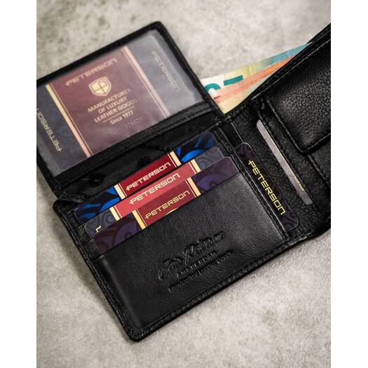 Leather wallet & key ring set PETERSON PTN SET-M-N003-D