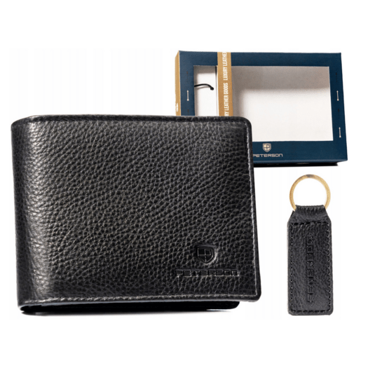 Leather wallet & key ring set PETERSON PTN SET-M-N003-D