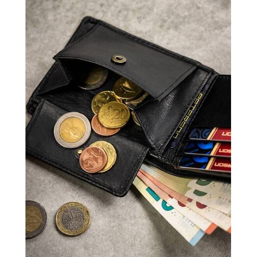 Leather wallet & key ring set PETERSON PTN SET-M-N003-D