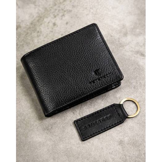 Leather wallet & key ring set PETERSON PTN SET-M-N003-D