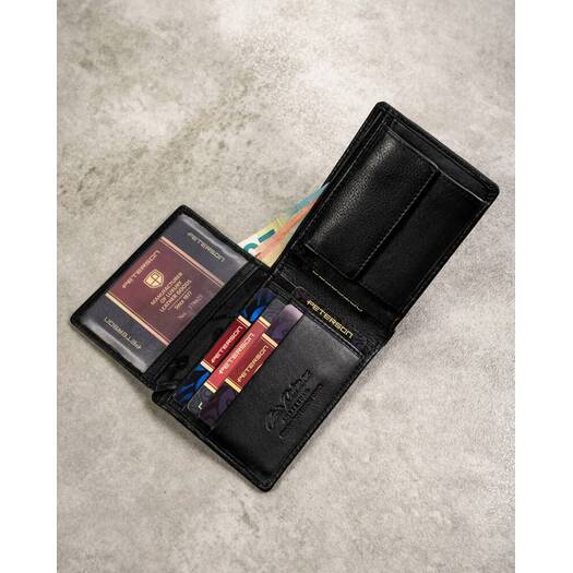 Leather wallet & key ring set PETERSON PTN SET-M-N003-D