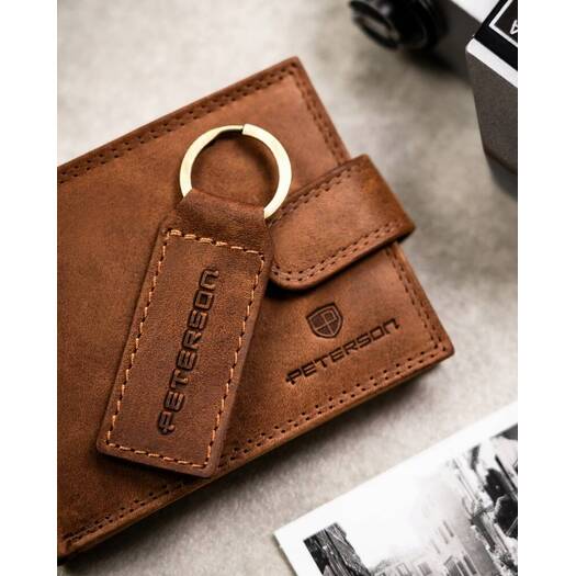 Leather wallet & key ring set PETERSON PTN SET-M-N003L