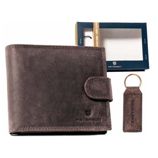 Leather wallet & key ring set PETERSON PTN SET-M-N003L