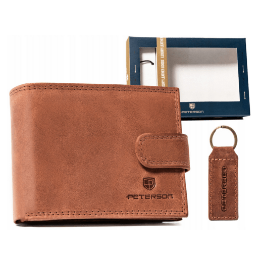 Leather wallet & key ring set PETERSON PTN SET-M-N003L