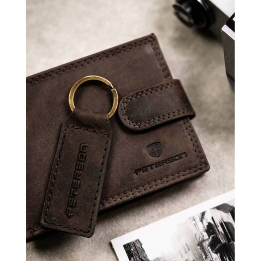 Leather wallet & key ring set PETERSON PTN SET-M-N003L