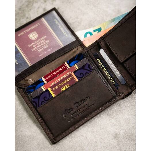 Leather wallet & key ring set PETERSON PTN SET-M-N003L