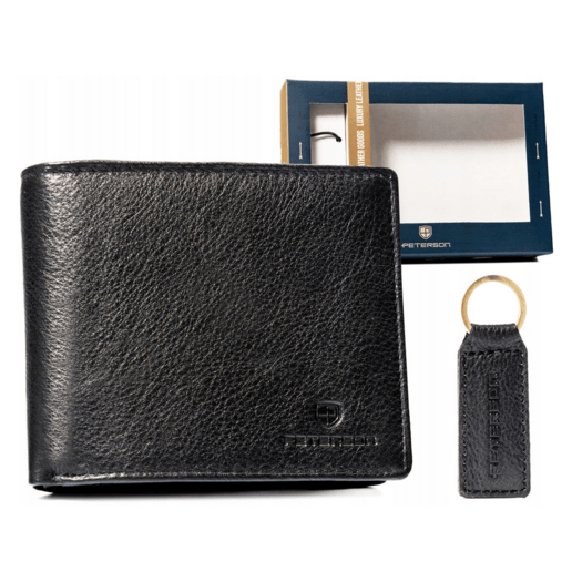 Leather wallet & key ring set PETERSON PTN SET-M-N992-D