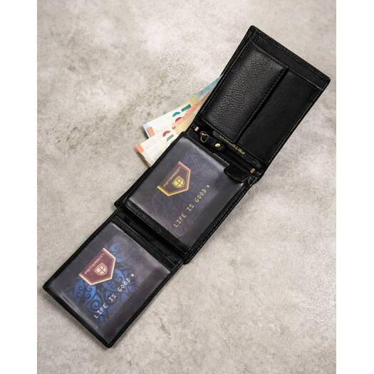 Leather wallet & key ring set PETERSON PTN SET-M-N992-D