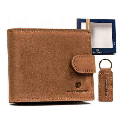 Leather wallet & key ring set PETERSON PTN SET-M-N992L-CHM