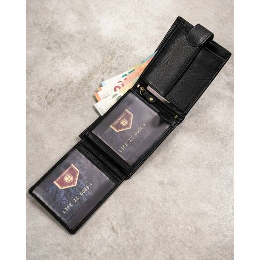 Leather wallet & key ring set PETERSON PTN SET-M-N992L-D