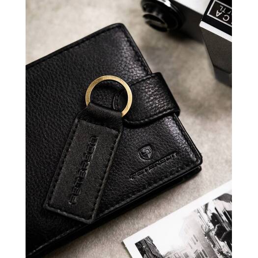 Leather wallet & key ring set PETERSON PTN SET-M-N992L-D