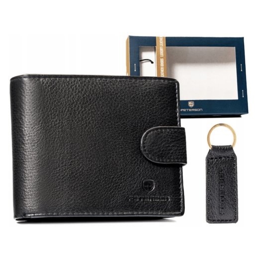 Leather wallet & key ring set PETERSON PTN SET-M-N992L-D