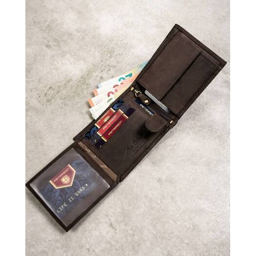 Leather wallet & key ring set PETERSON PTN SET-M-N994-CHM