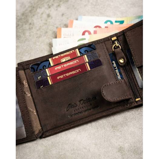 Leather wallet & key ring set PETERSON PTN SET-M-N994-CHM