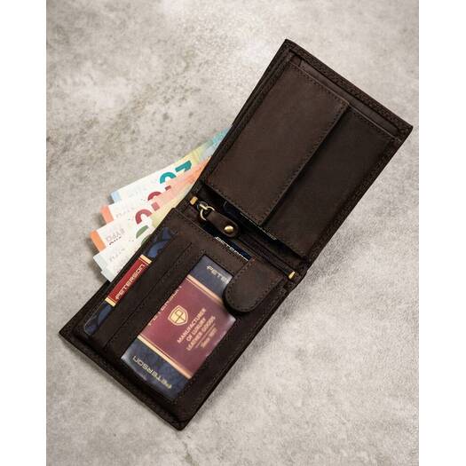 Leather wallet & key ring set PETERSON PTN SET-M-N994-CHM