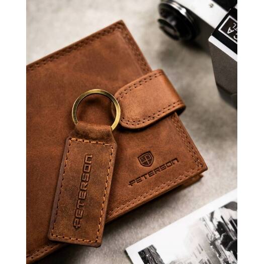 Leather wallet & key ring set PETERSON PTN SET-M-N994L