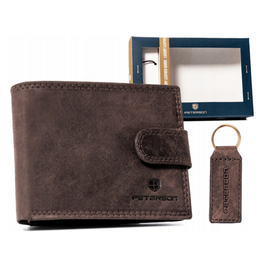 Leather wallet & key ring set PETERSON PTN SET-M-N994L