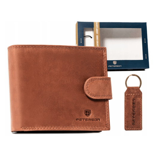 Leather wallet & key ring set PETERSON PTN SET-M-N994L