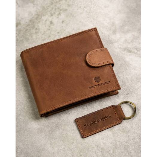 Leather wallet & key ring set PETERSON PTN SET-M-N994L