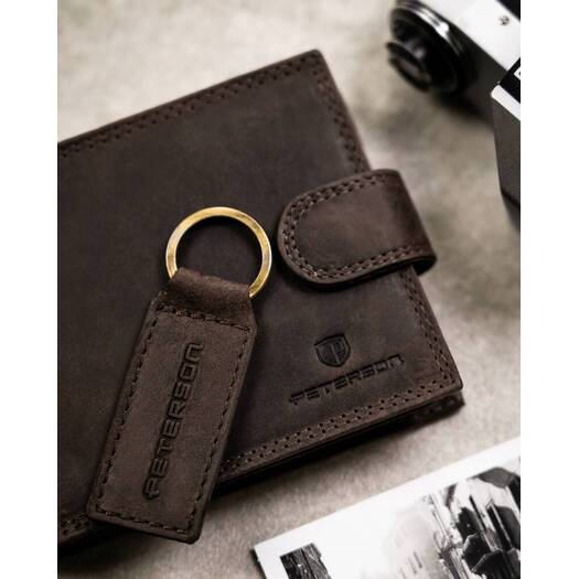 Leather wallet & key ring set PETERSON PTN SET-M-N994L