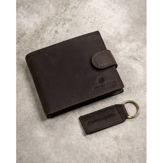 Leather wallet & key ring set PETERSON PTN SET-M-N994L