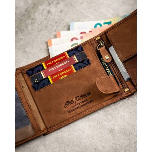 Leather wallet & key ring set PETERSON PTN SET-M-N994L