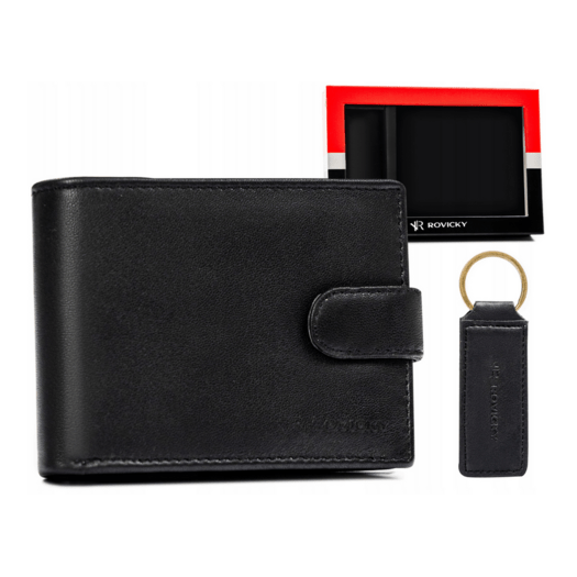 Leather wallet & key ring set ROVICKY R-SET-M-N003L-SBH