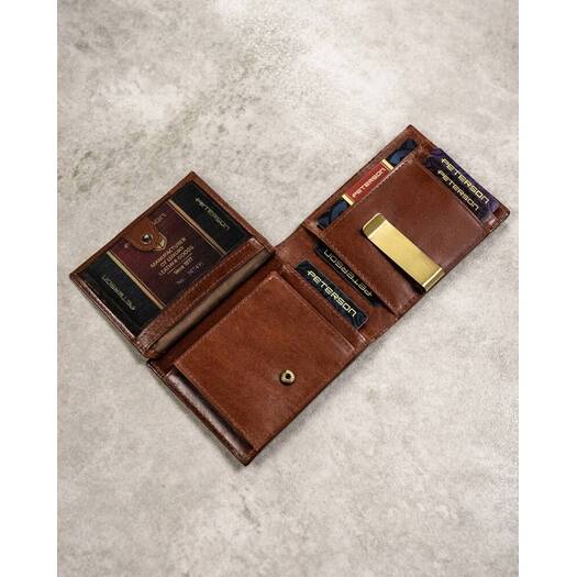 Leather wallet+case+key ring set PETERSON PTN SET3-N78-VT