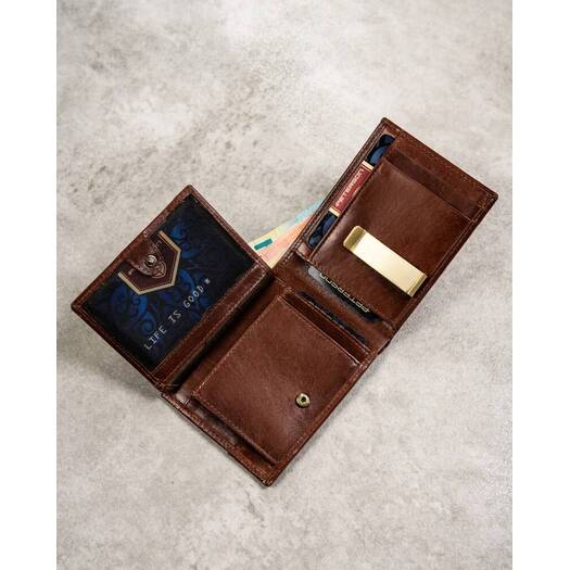 Leather wallet+case+key ring set PETERSON PTN SET3-N79-VT