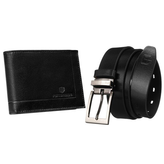 Leather wallet+ leather belt set PETERSON PTN ZM85