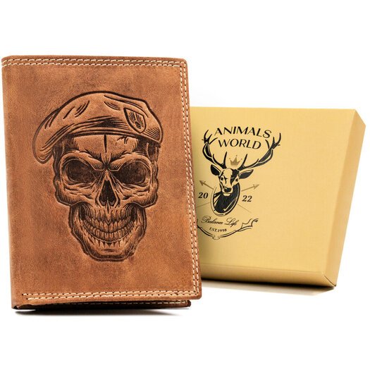 Leather wallet RFID ALWAYS WILD N4-CHM-SKULL