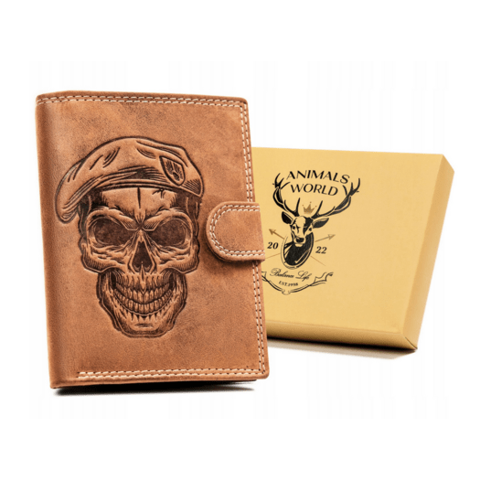 Leather wallet RFID ALWAYS WILD N4L-CHM-SKULL