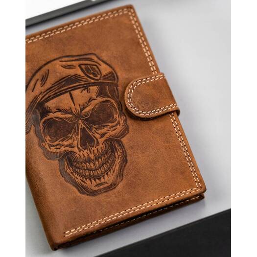 Leather wallet RFID ALWAYS WILD N4L-CHM-SKULL