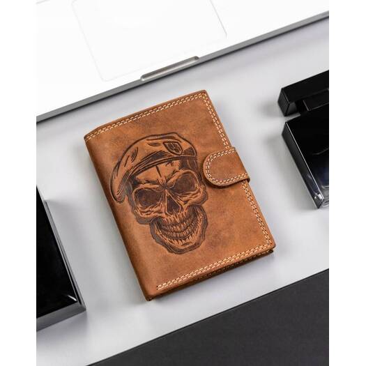 Leather wallet RFID ALWAYS WILD N4L-CHM-SKULL