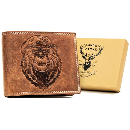 Leather wallet RFID ALWAYS WILD N992-CHM-BEAR-2