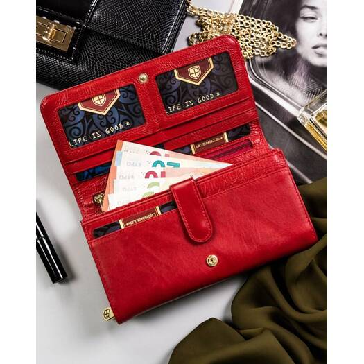 Leather wallet RFID PETERSON PTN 421077-SGN