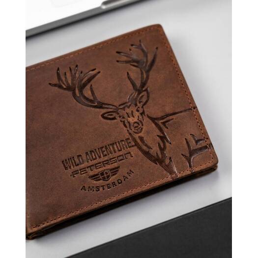 Leather wallet RFID PETERSON PTN N992-BE-DEER