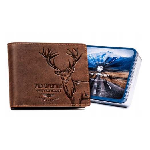 Leather wallet RFID PETERSON PTN N992-BE-DEER