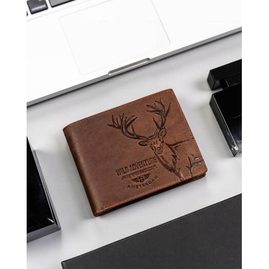 Leather wallet RFID PETERSON PTN N992-BE-DEER