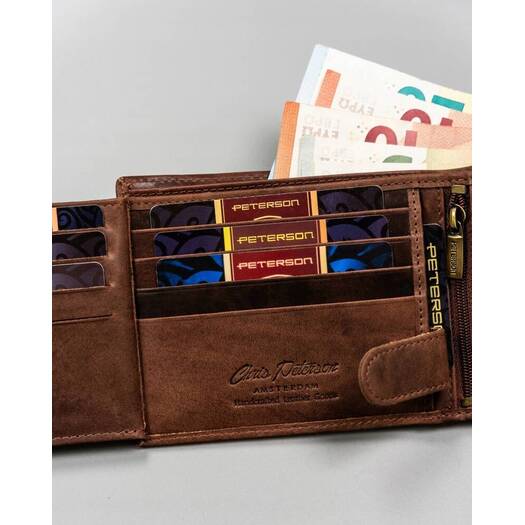 Leather wallet RFID PETERSON PTN PTN N992-BE-MOUN