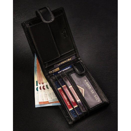 Leather wallet RFID PETERSON PTN WL-0305L-COM