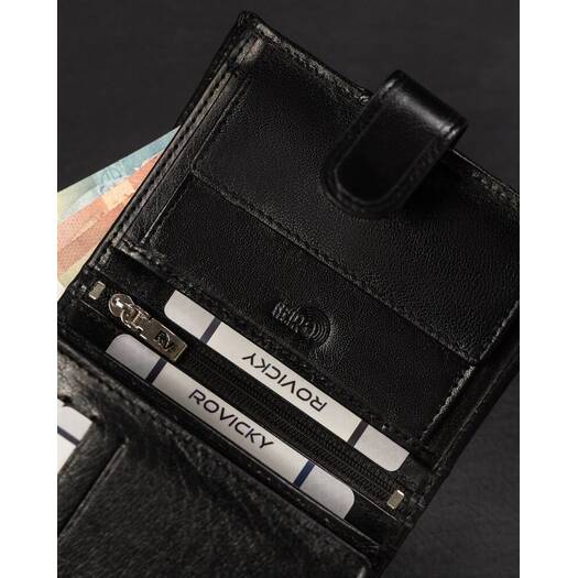 Leather wallet RFID ROVICKY RV-7680278-9-BCA BLACK