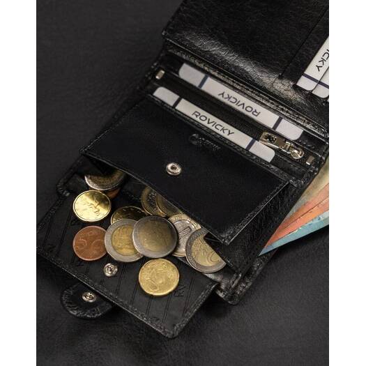 Leather wallet RFID ROVICKY RV-7680278-9-BCA BLACK