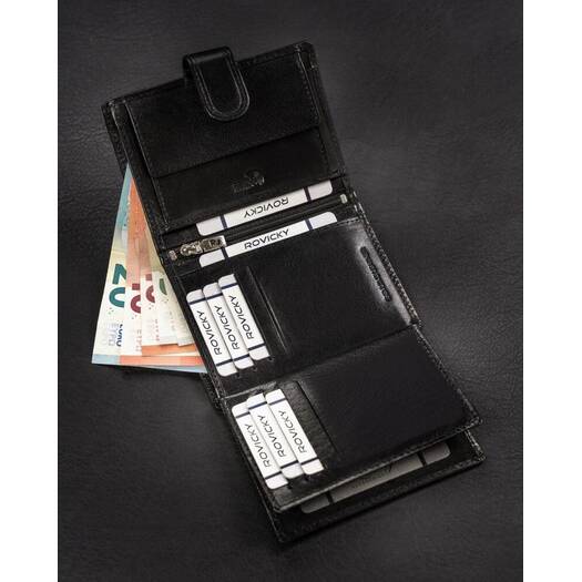 Leather wallet RFID ROVICKY RV-7680278-9-BCA BLACK