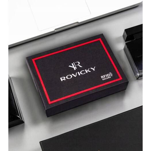 Portfel męski skórzany 22313-RVTP BLACK+RED