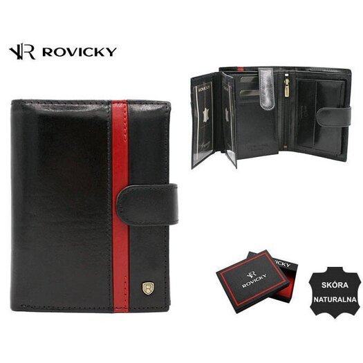 Portfel męski skórzany 22313L-RVTP BLACK+RED